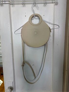 Minimalist Cream Round Crossbody Bag with Top Handle